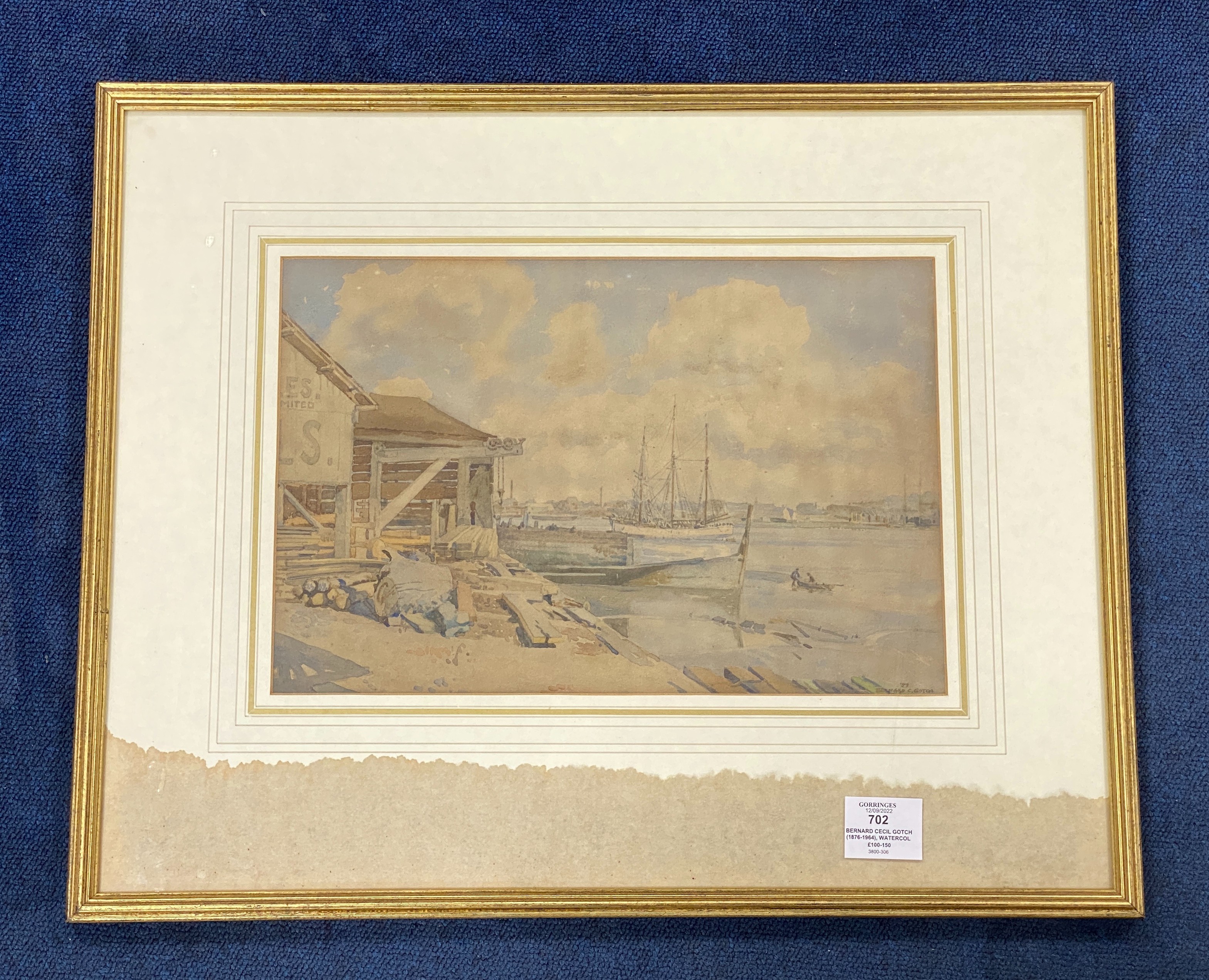 Bernard Cecil Gotch (1876-1964), watercolour, 'The Hamble River, Hamble, Dorset', signed and dated 1919, 24 x 35cm.